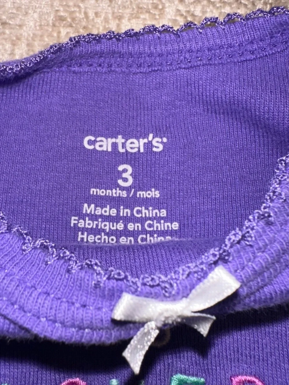 Dark Purple Owl Girls Carter’s Outfit Set size 3M vintage retired set